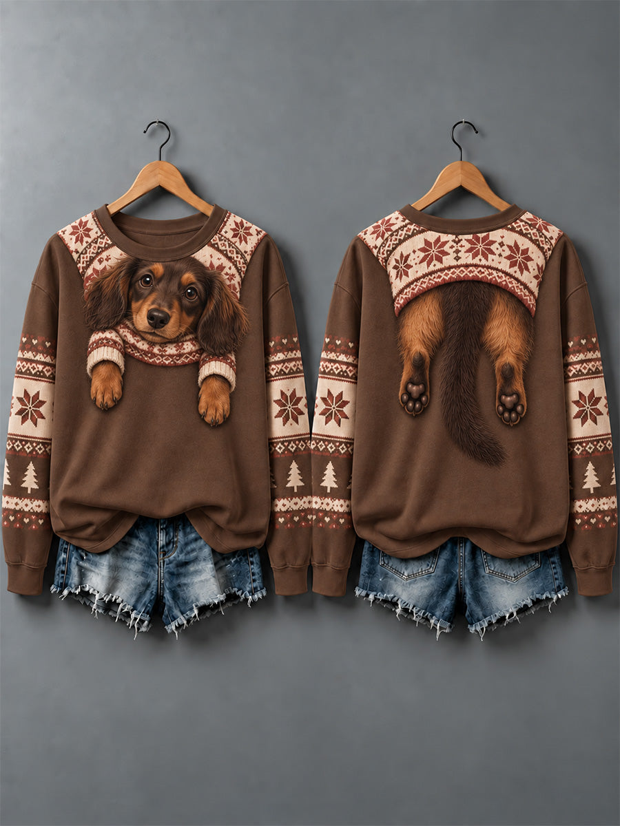 Women's Cute Dogs In Autumn And Winter Print Sweatshirt