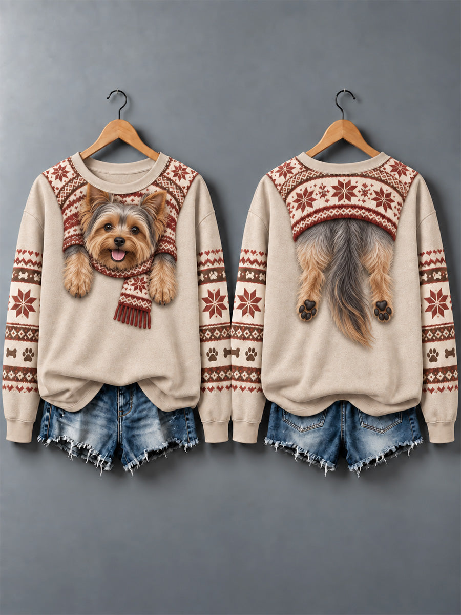 Women's Cute Dogs In Autumn And Winter Print Sweatshirt
