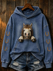 Women's Horse Print Regular Sweatshirt