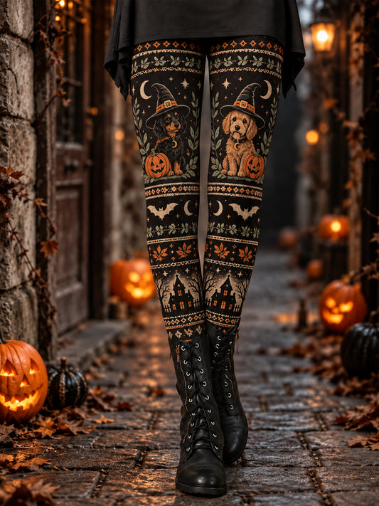 Women's Halloween Dogs Print Leggings