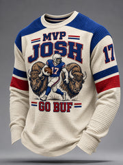 Men's Football Lover BUF Art Printed Waffle Sweatshirt