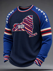 Men's Football Lover BUF Art Printed Waffle Sweatshirt