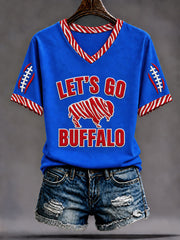 Women's Go Buffalo Football Fans Lovers Gameday Casual Short-Sleeved T-shirt