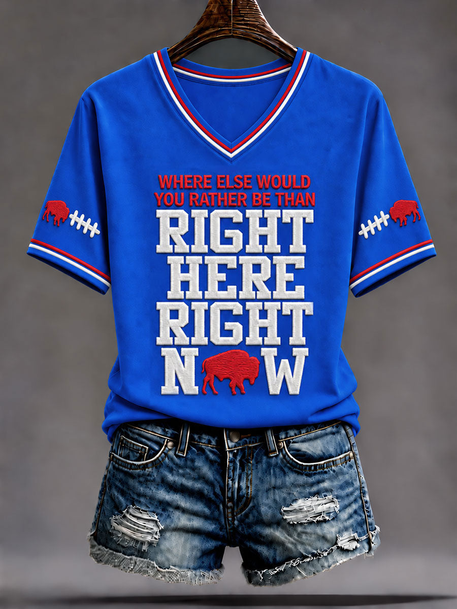 Women's Go Buffalo Football Fans Lovers Gameday Casual Short-Sleeved T-shirt