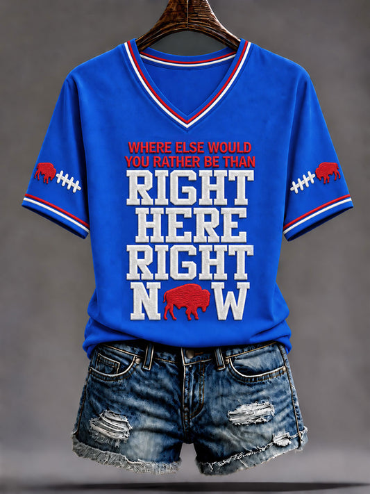 Women's Go Buffalo Football Fans Lovers Gameday Casual Short-Sleeved T-shirt