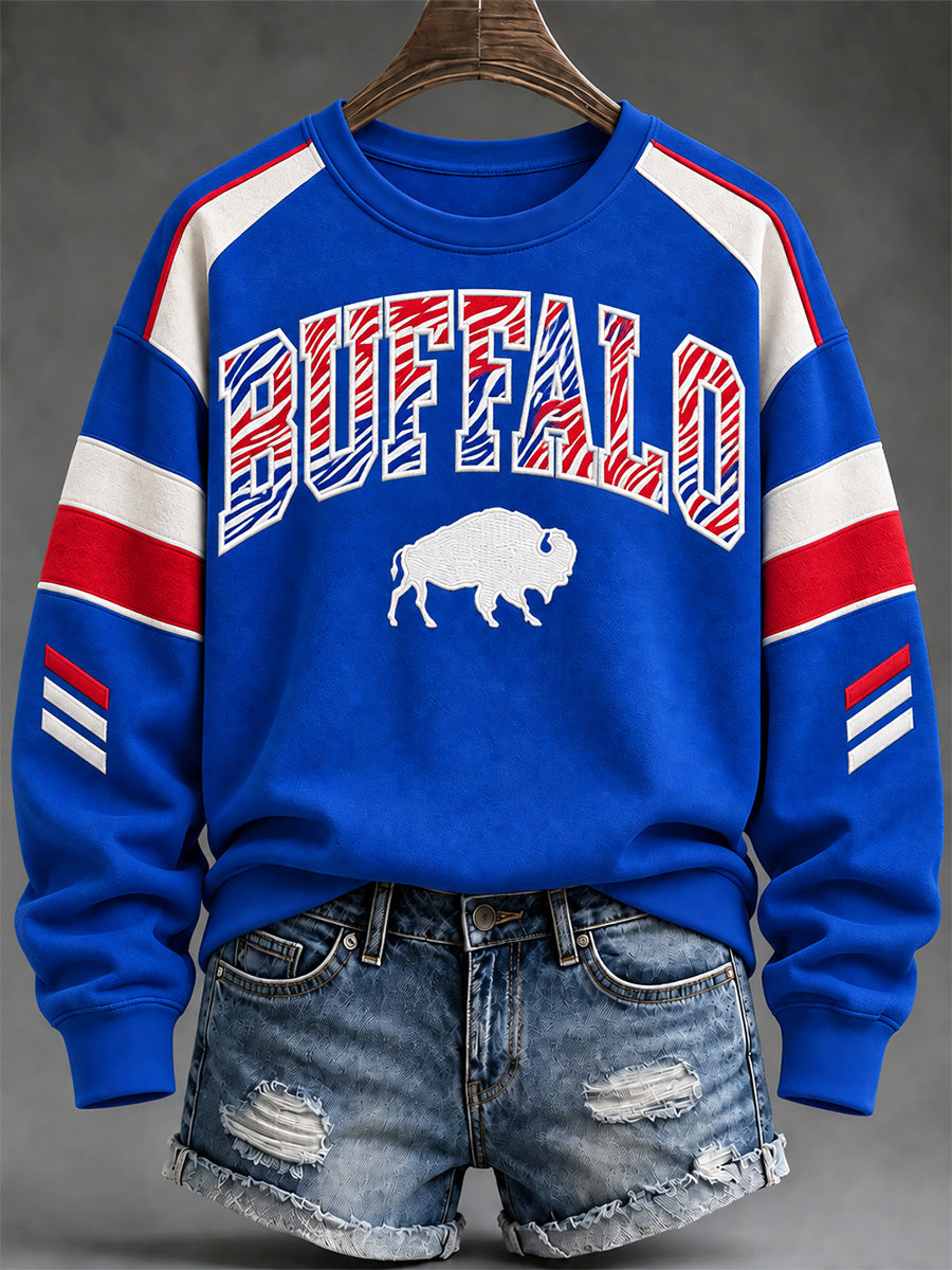 Women's Football Lover Buffalo Print Sweatshirt