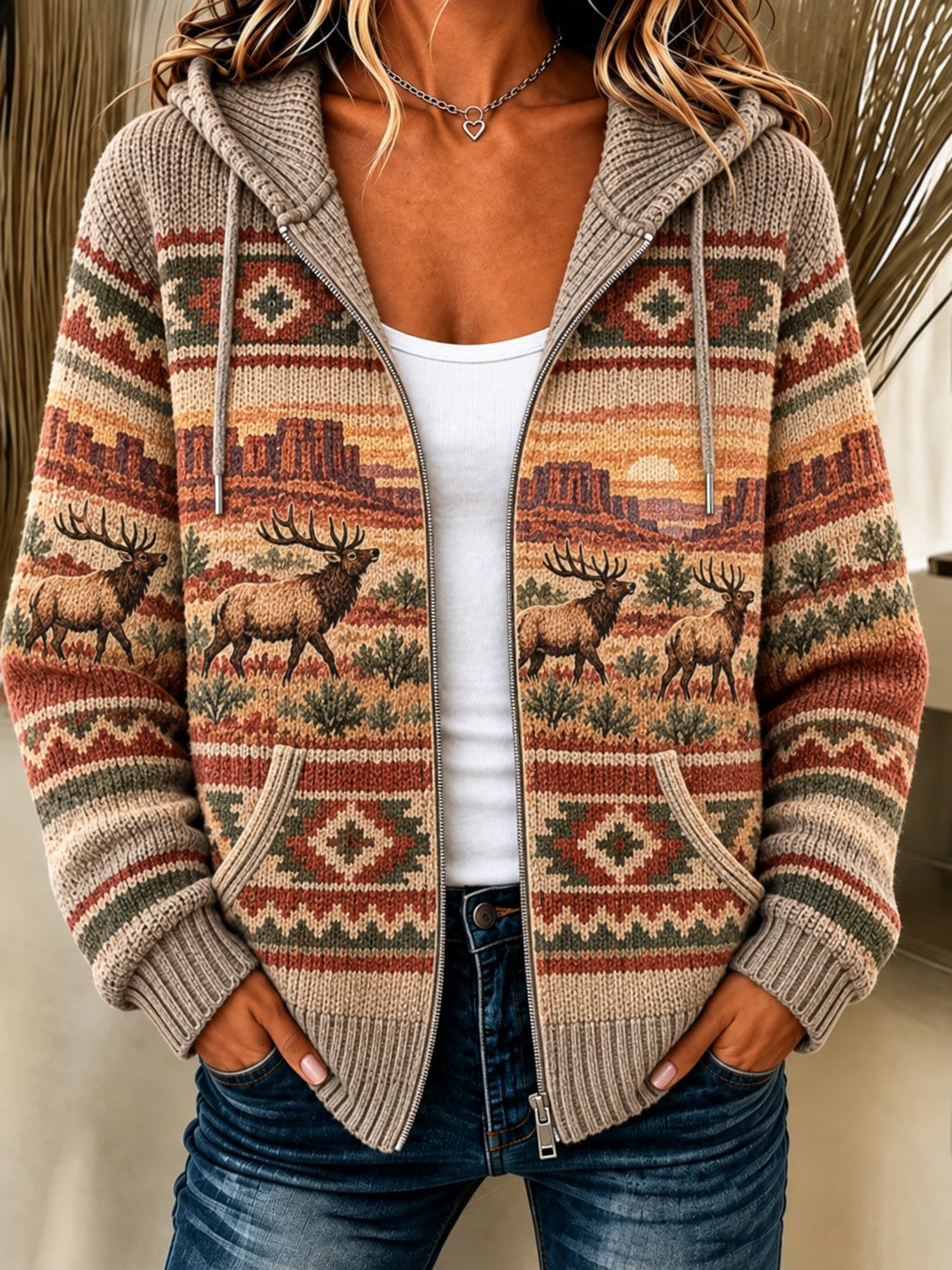 Women's Cozy Knit Western Hoodie