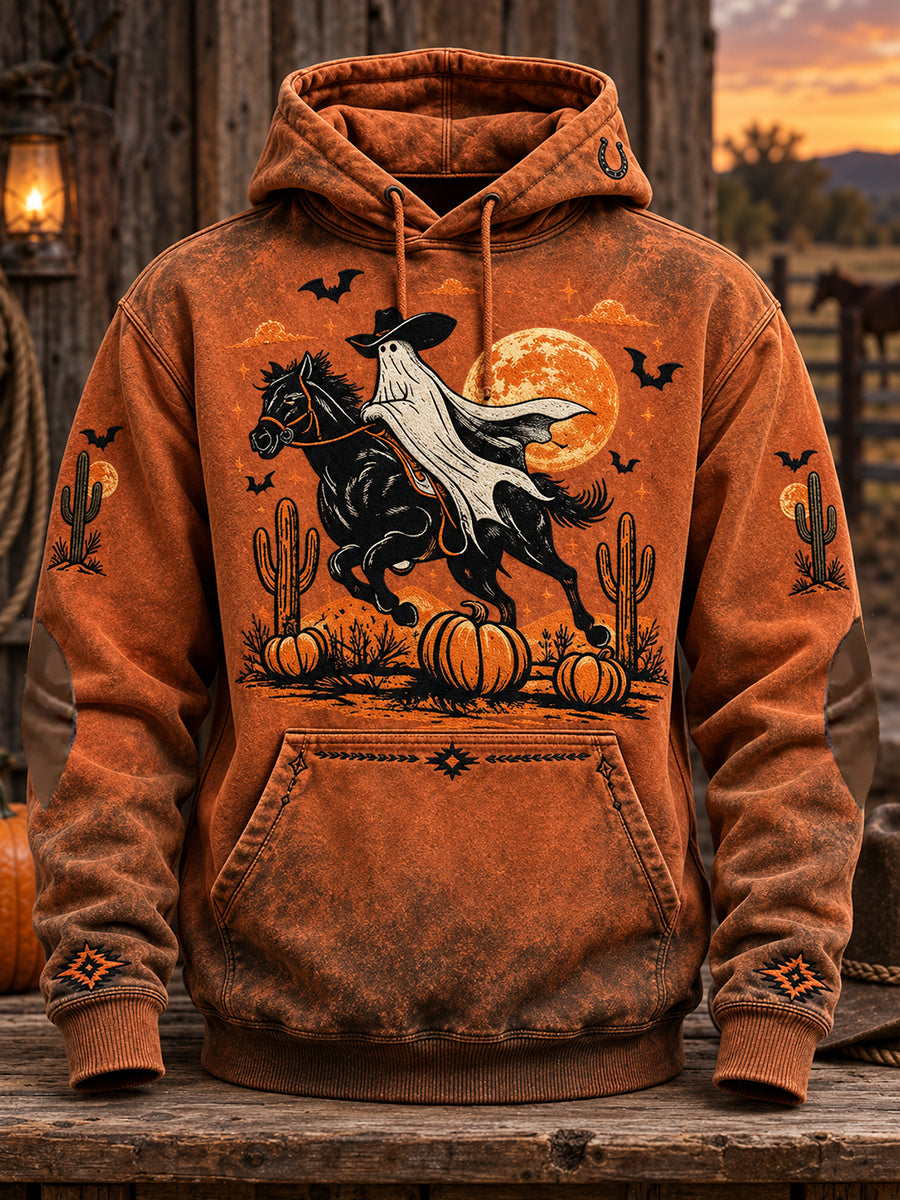 Men's Western Halloween Art Printed Hoodie