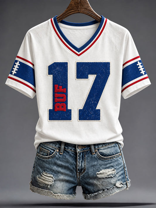 Women's Football Lover Buffalo Art Printed T-shirt
