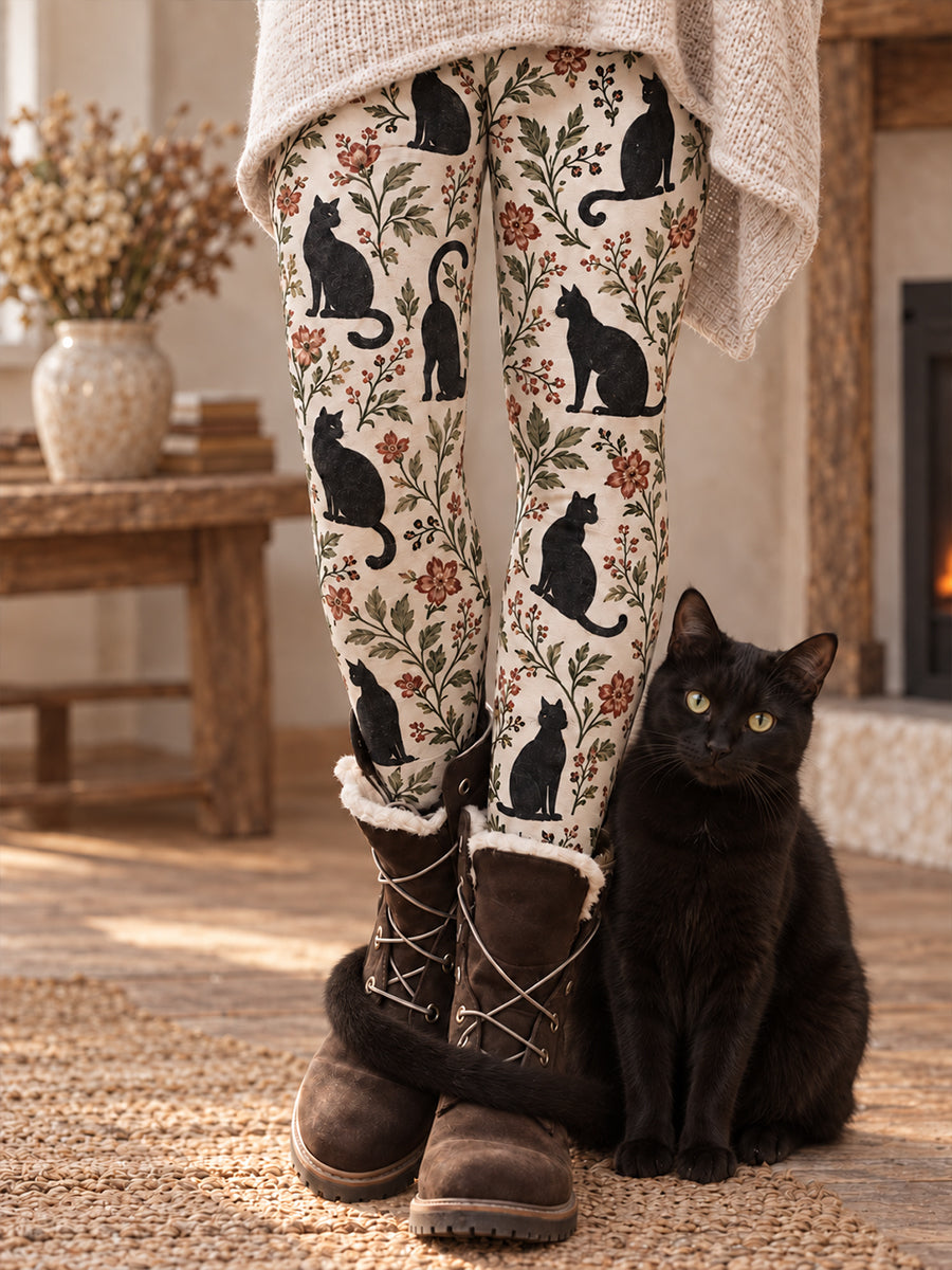 Women's Fall/Winter Floral Art Printed Leggings