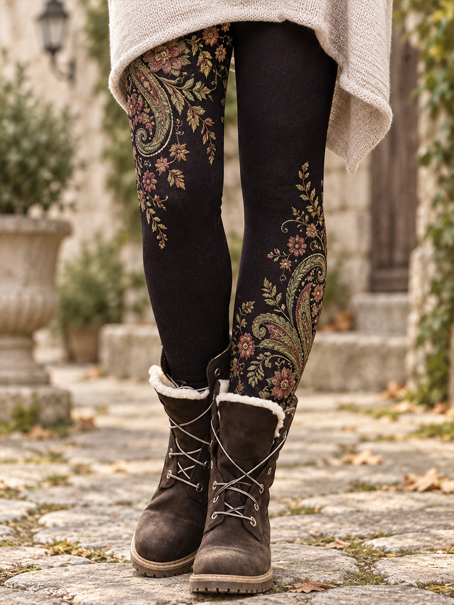 Women's Fall/Winter Floral Art Printed Leggings