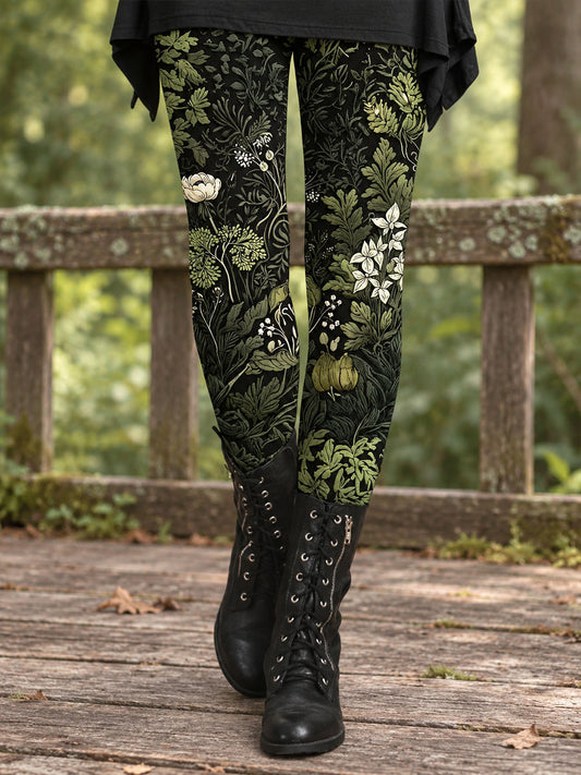 Women's Fall/Winter Floral Art Printed Leggings