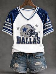 Women's Dallas V-Neck Off-Shoulder Short-Sleeved T-shirt