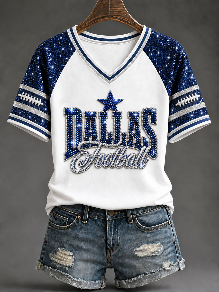 Women's Dallas V-Neck Off-Shoulder Short-Sleeved T-shirt