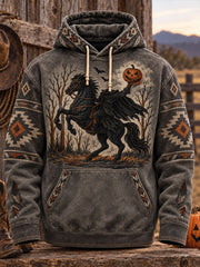 Men's Western Halloween Horses Art Printed Hoodie