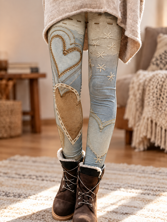 Women's Fall/Winter Art Printed Velvet Leggings