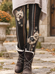 Women's Fall/Winter Animal Paws Floral Art Printed Leggings