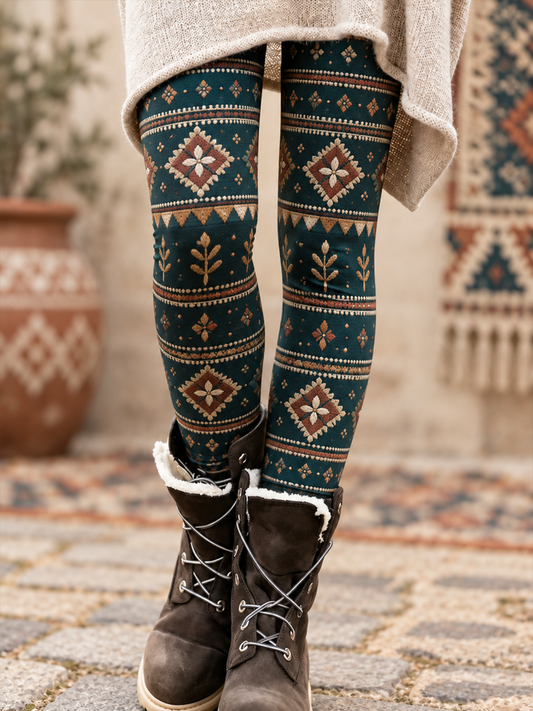 Women's Fall/Winter Art Printed Velvet Leggings
