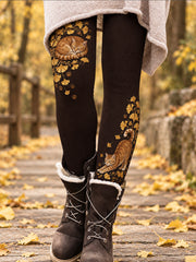 Women's Fall/Winter Floral Art Printed Leggings