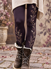 Women's Fall/Winter Floral Art Printed Velvet Leggings