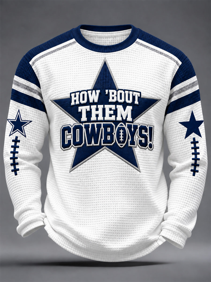 Men's Football Gameday Gift For Football Fans Casual Waffle Long Sleeve T-Shirt