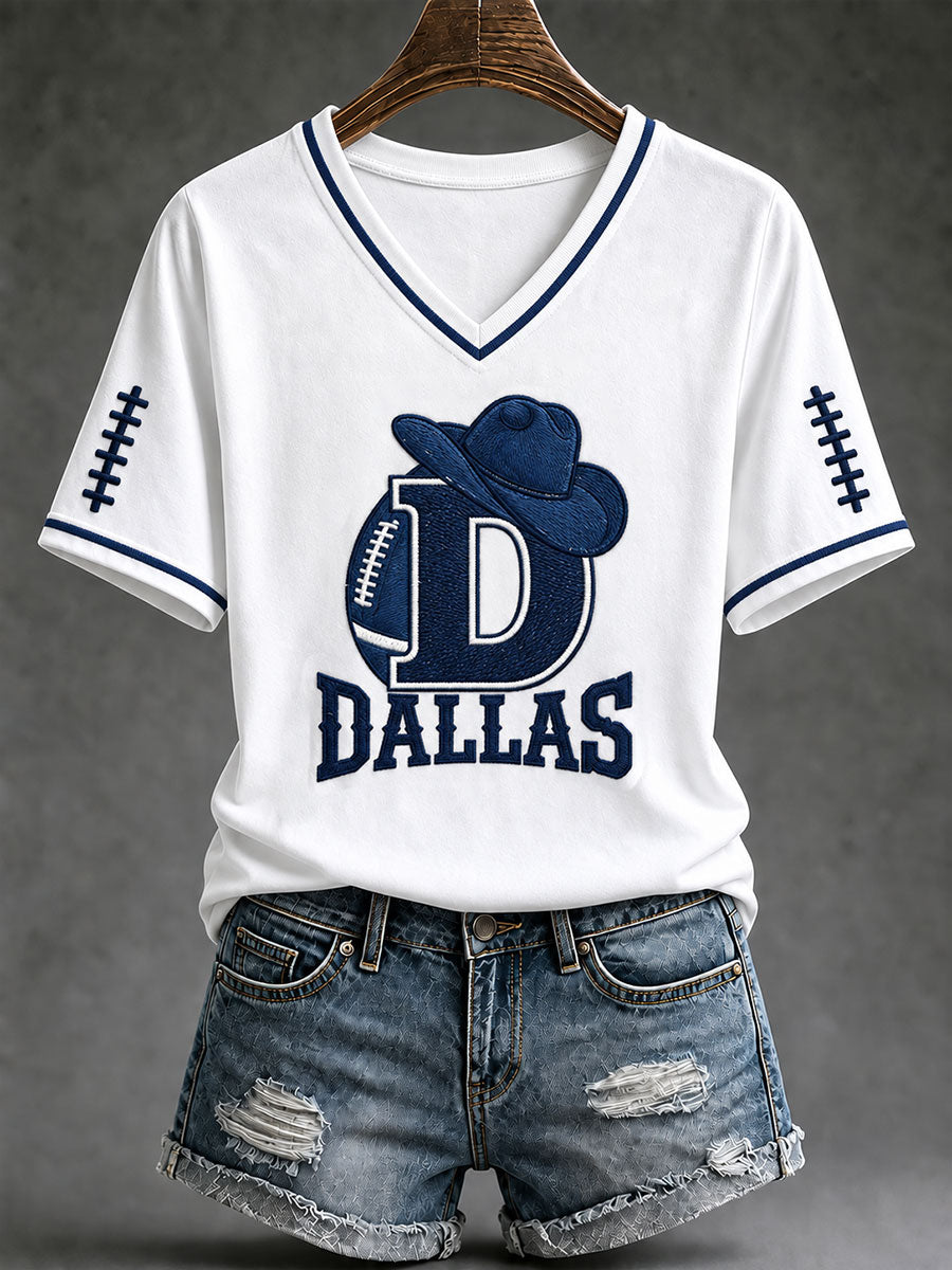 Women's Cowboys Football Fans Lovers Gameday Casual Short-Sleeved T-Shirt