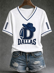Women's Cowboys Football Fans Lovers Gameday Casual Short-Sleeved T-Shirt