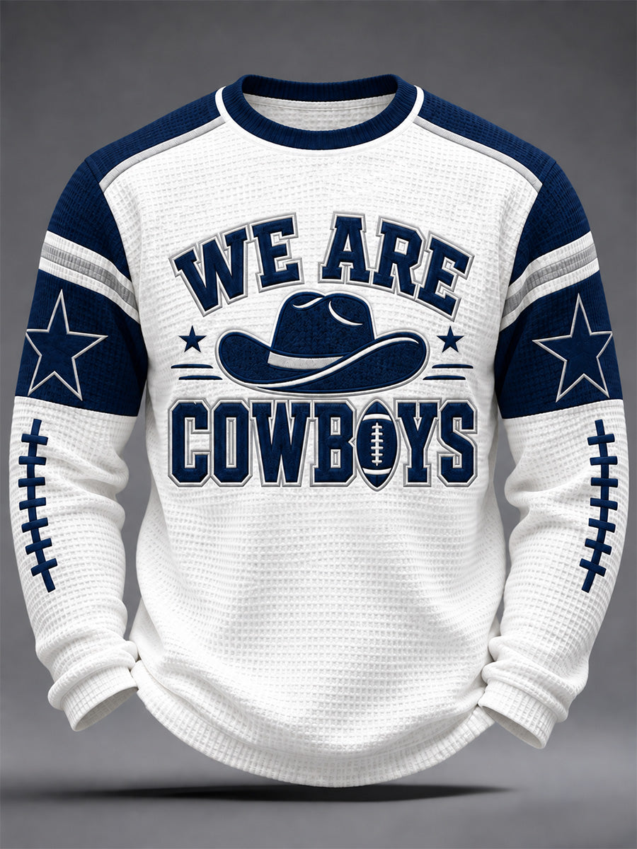 Men's Football Gameday Gift For Football Fans Casual Waffle Long Sleeve T-Shirt