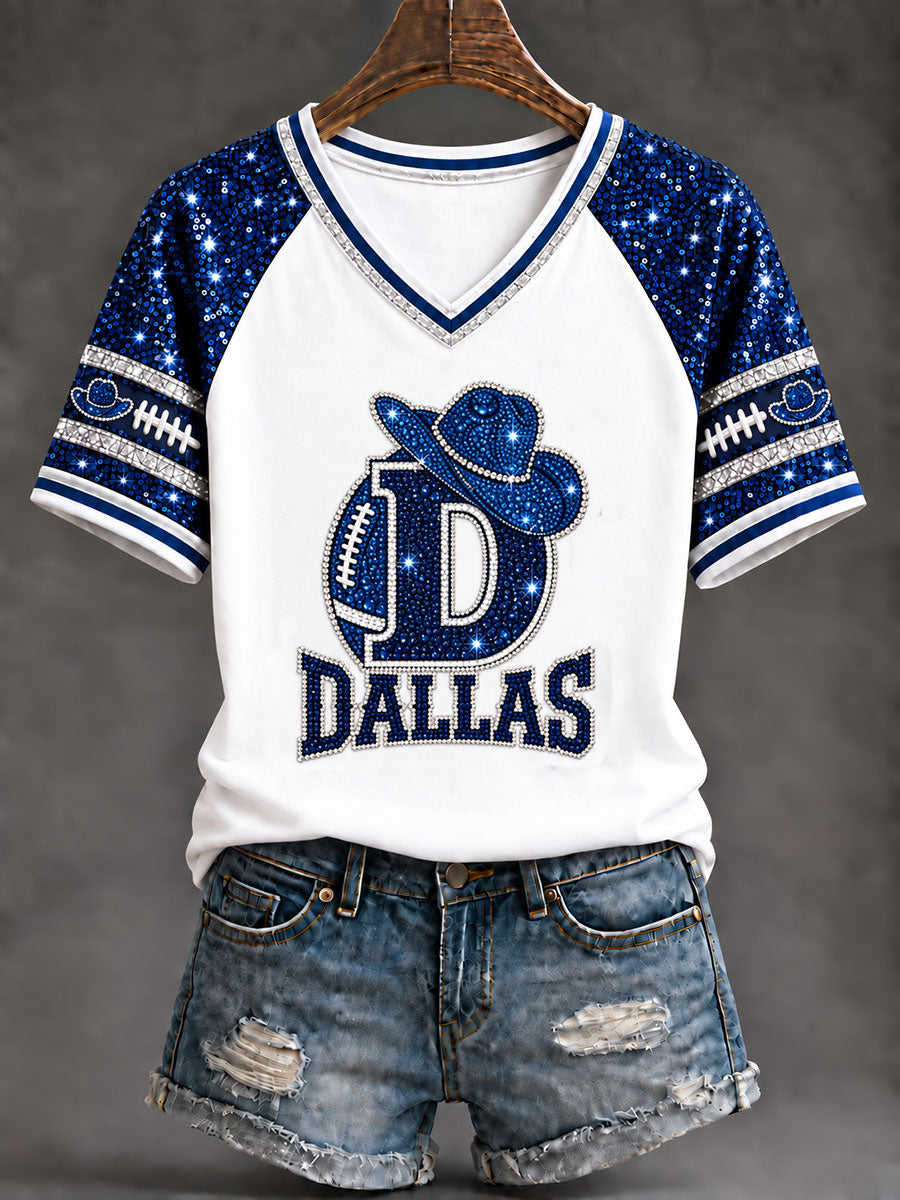 Women's Cowboys Football Fans Lovers Gameday Casual Short-Sleeved T-Shirt
