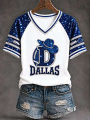 Women's Cowboys Football Fans Lovers Gameday Casual Short-Sleeved T-Shirt