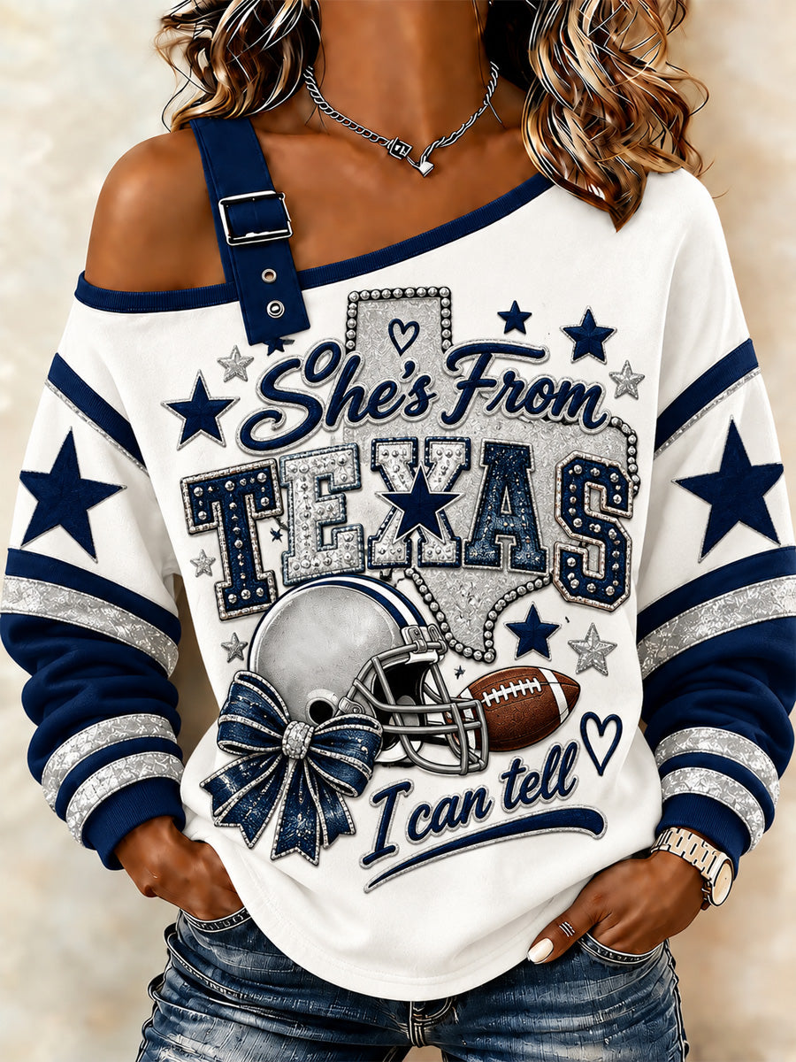 Women's Football Gameday Gift For Football Fans Casual Off-Shoulder Sweatshirt