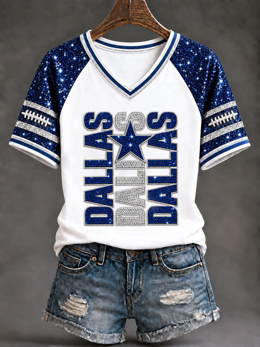Women's Cowboys Football Fans Lovers Gameday Casual Short-Sleeved T-Shirt