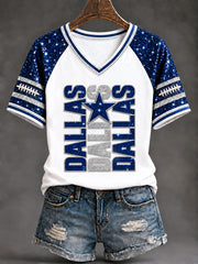 Women's Cowboys Football Fans Lovers Gameday Casual Short-Sleeved T-Shirt