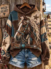 Women's Western Horse Print Regular Sweatshirt