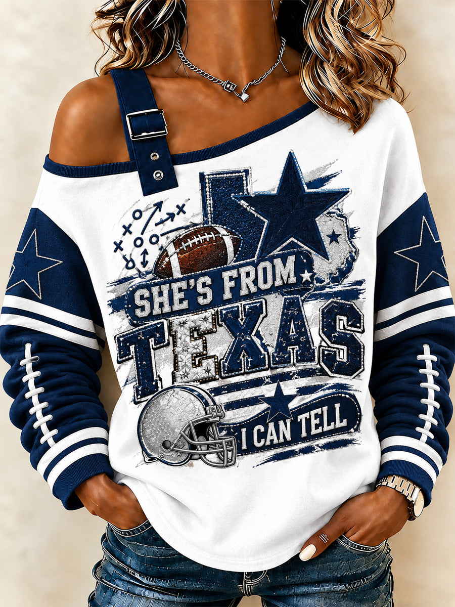 Women's Football Gameday Gift For Football Fans Casual Off-Shoulder Sweatshirt