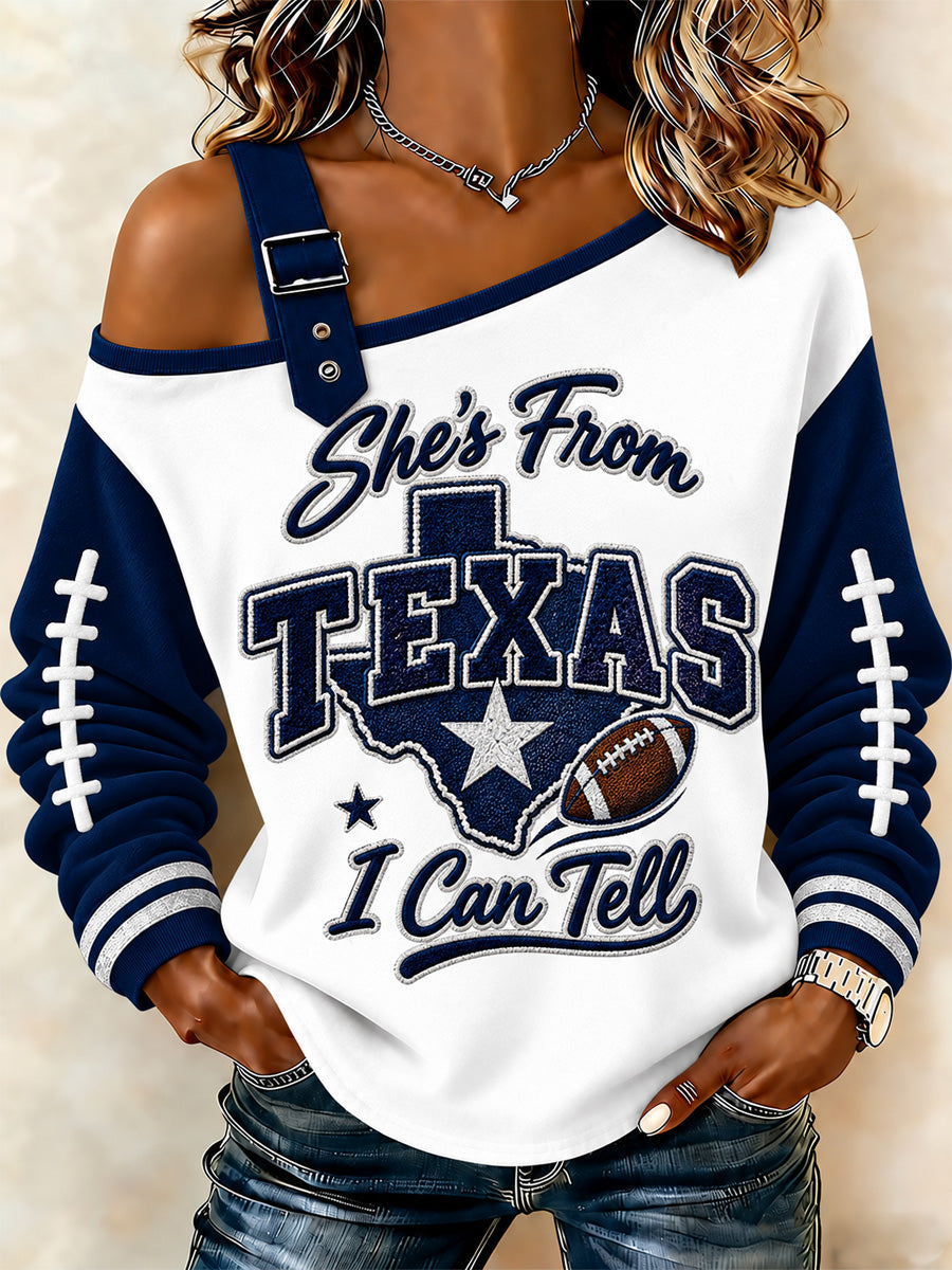 Women's Football Gameday Gift For Football Fans Casual Off-Shoulder Sweatshirt