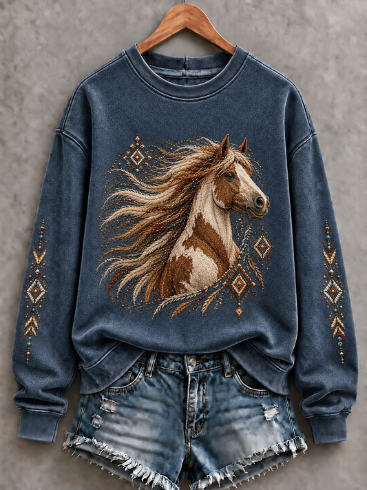 Women's Western Horse Printed Sweatshirt
