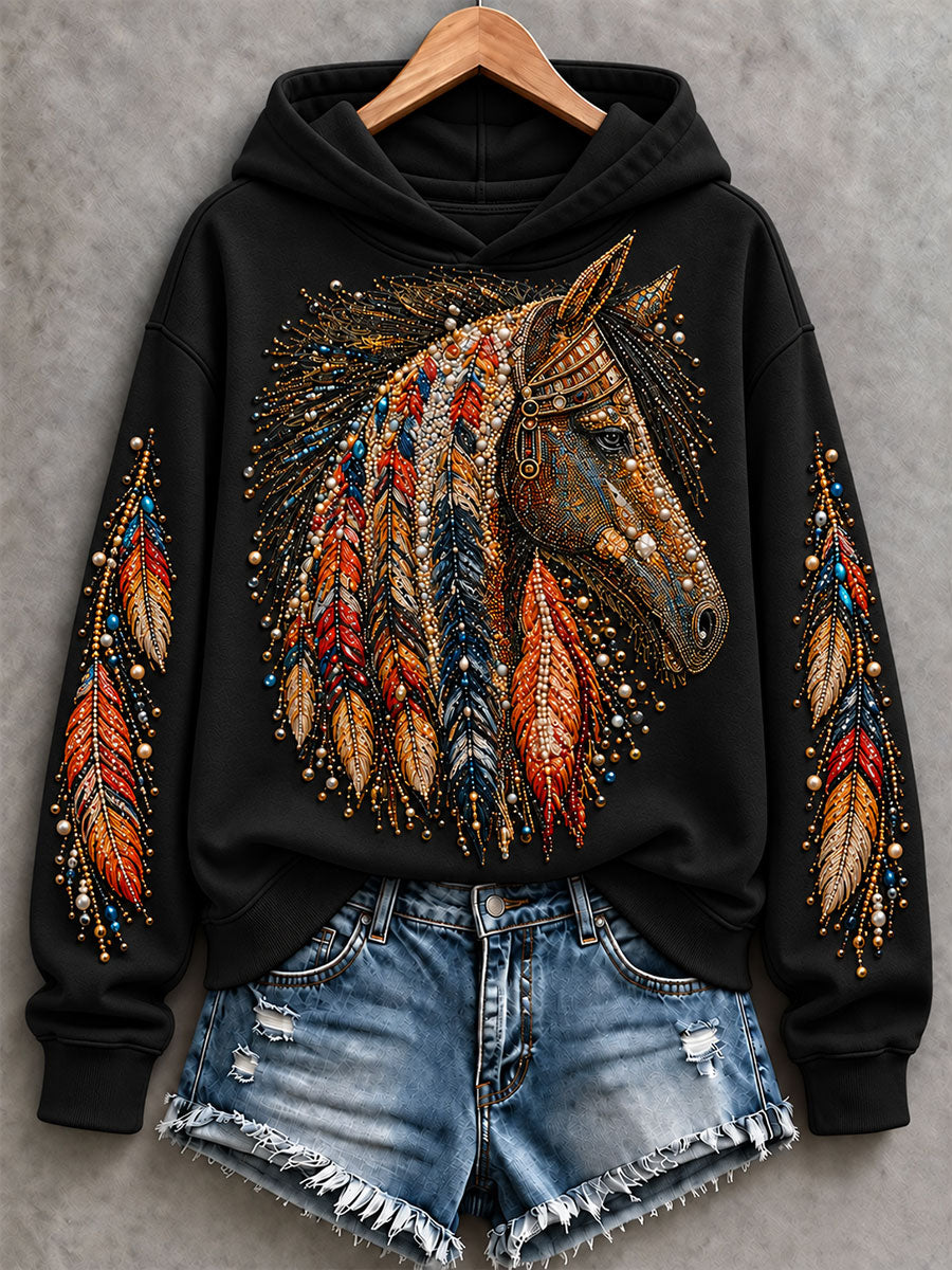 Women's Western Horse Print Regular Sweatshirt