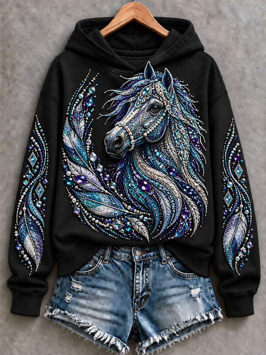 Women's Western Horse Print Regular Sweatshirt