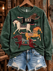 Women's Horse Print Regular Sweatshirt