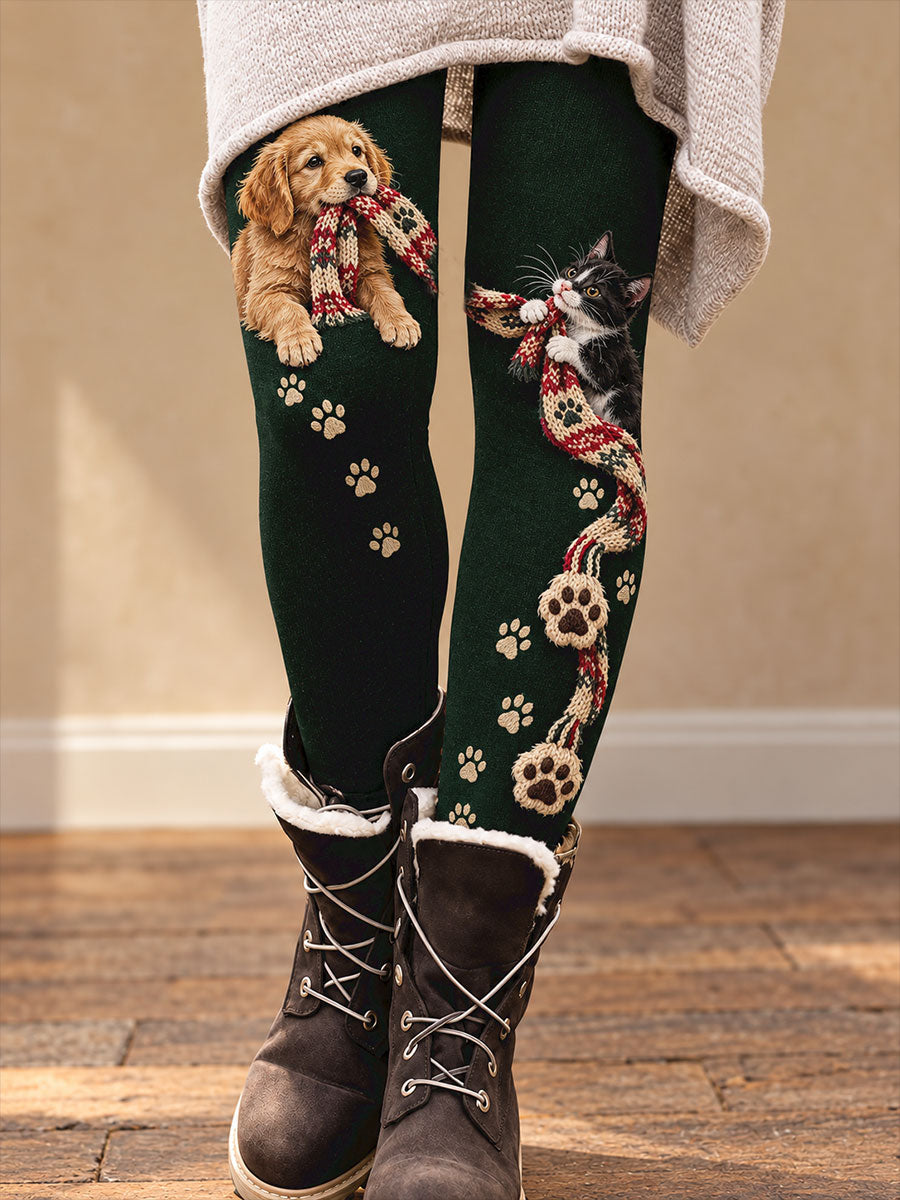 Women's Fall/Winer Cute Animals Paws Art Printed Leggings