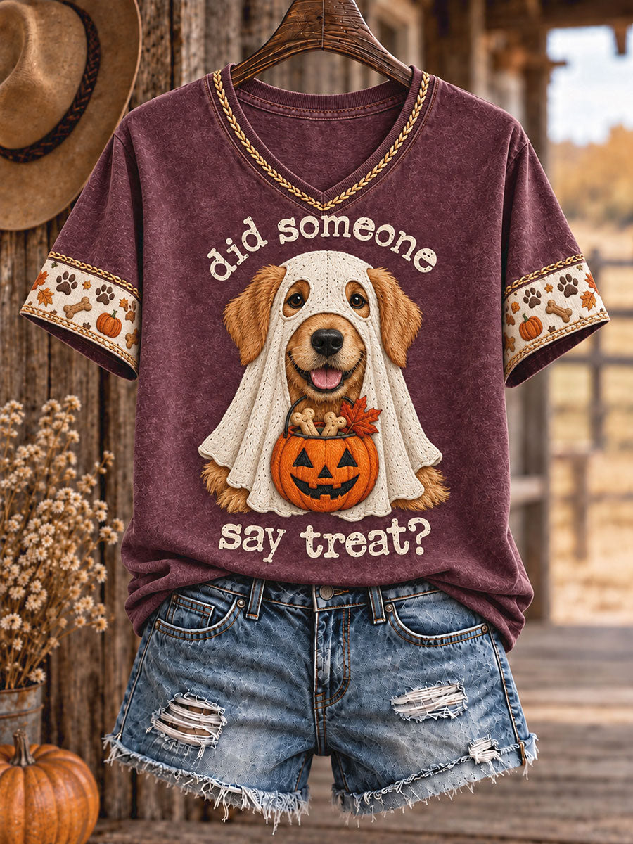 Women's Western Style Halloween Animals Art Printed T-shirt