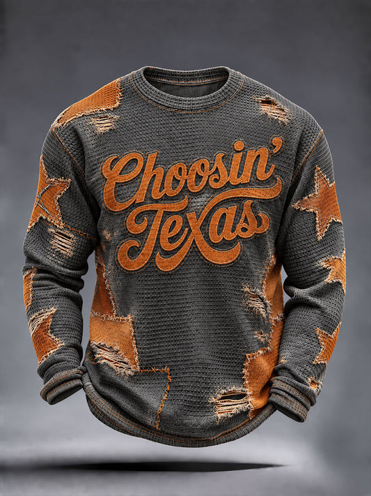 Men's Football Game Day Casual Waffle Long Sleeve T-Shirt