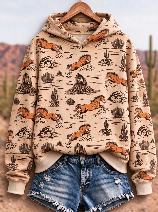 Women's Western-style horse print Regular Sweatshirt