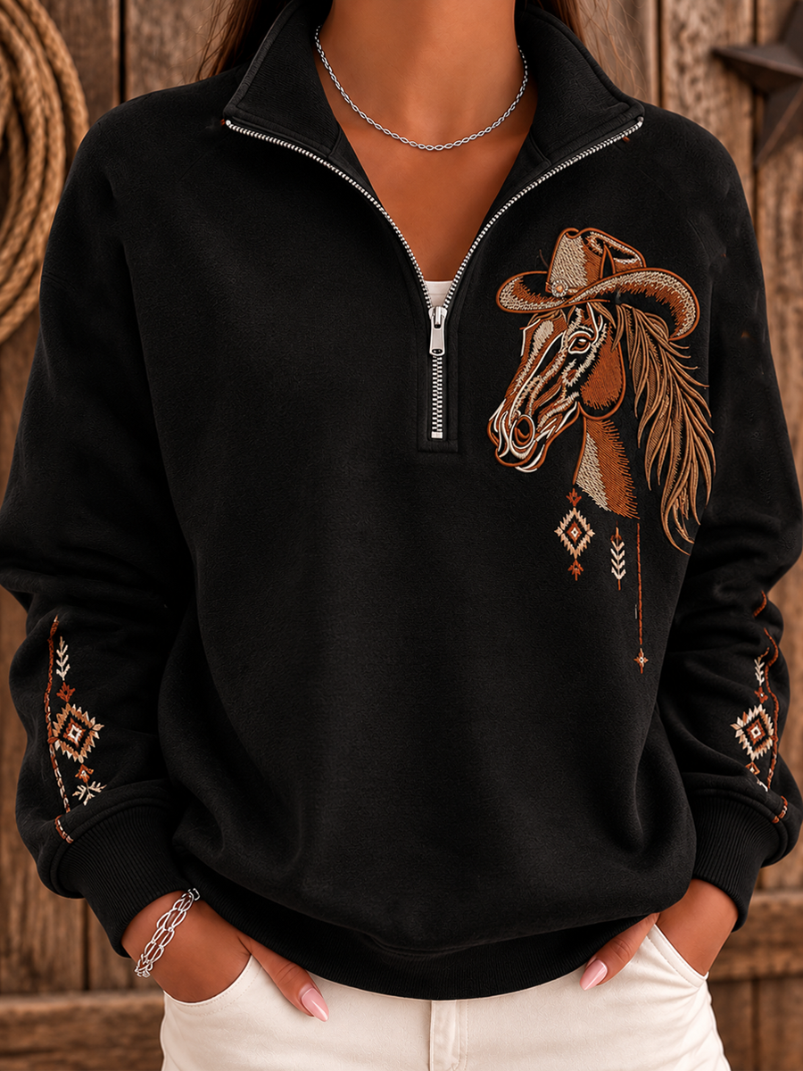 Women's Western-style horse print Sweatshirt