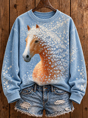 Women's Vintage Western Style Horses Lover Printed Sweatshirt
