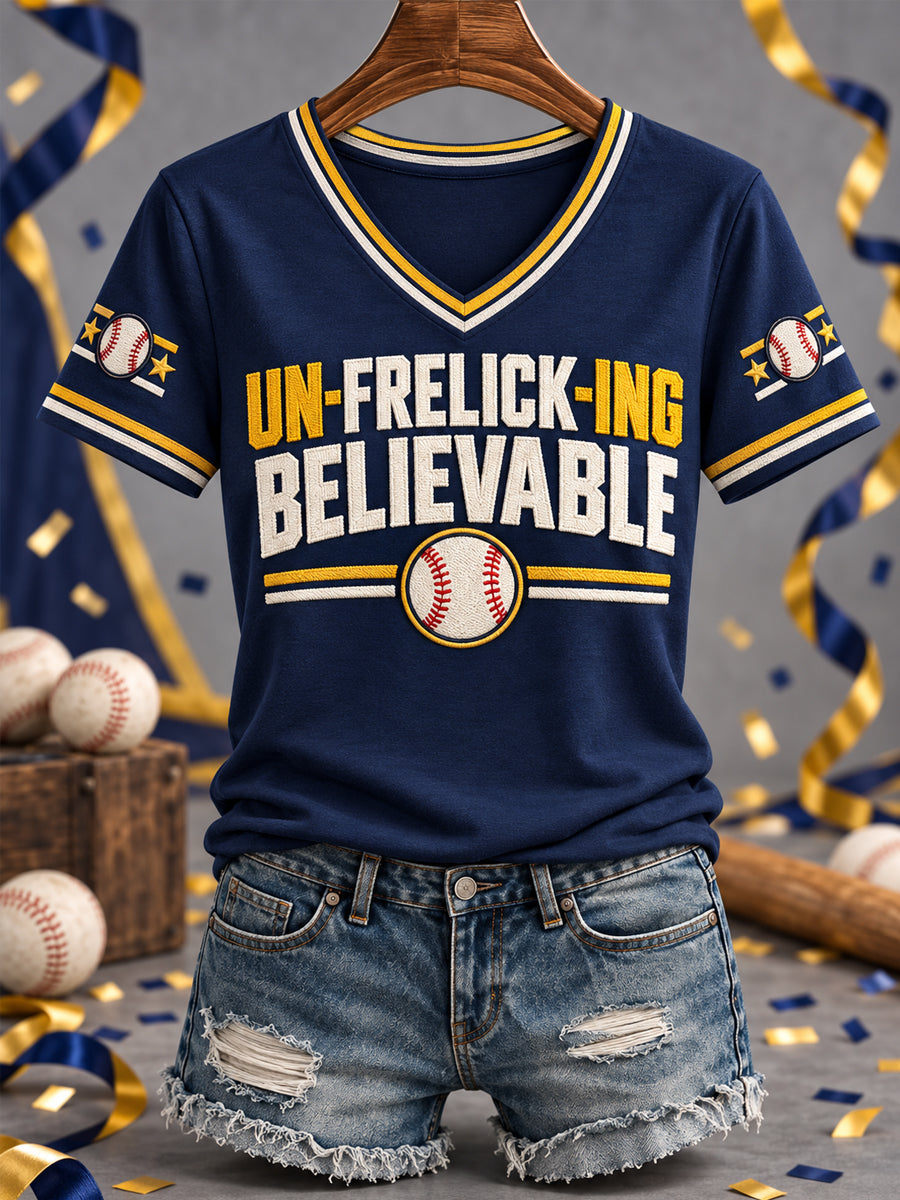 Women's Gift For Baseball Fans Casual V-Neck Tee