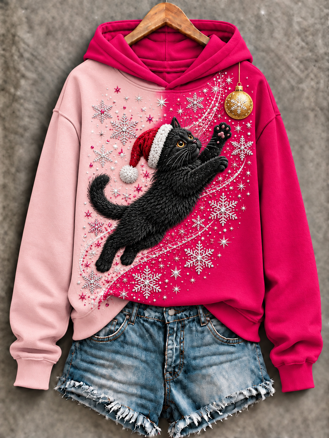 Women's Pink Christmas Regular Sweatshirt