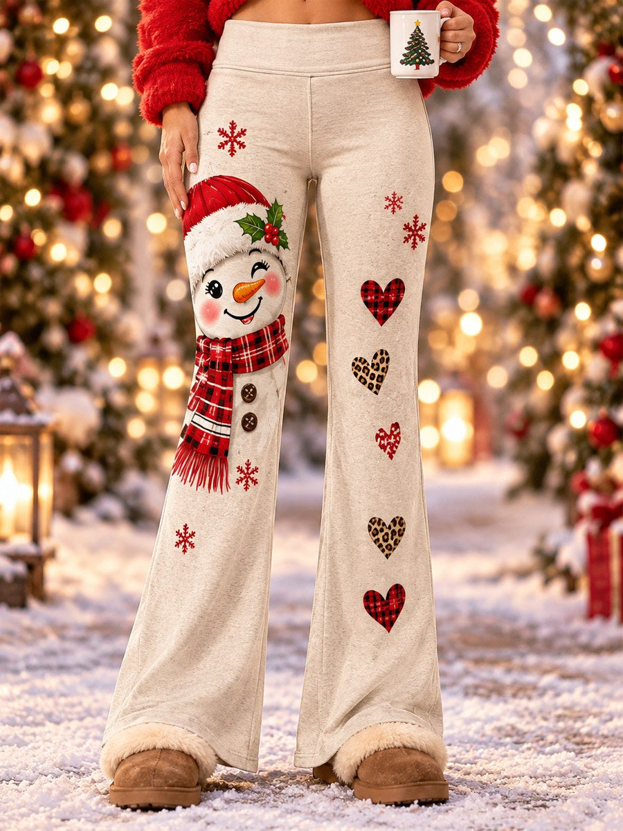 Women's Christmas Snowman Print Pants