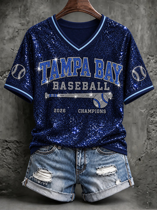 Women's Tampa Bay Baseball Lover Printed T-shirt